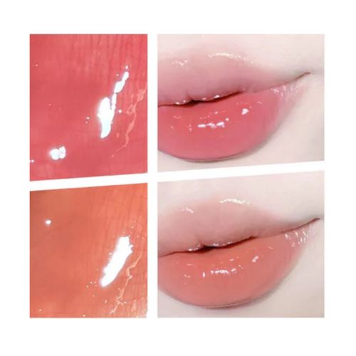 AZTK - Dual Color Water Pout Lip Jelly - 2.5g*2 - Peach Stream + Pink Keychain Set
