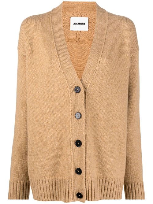 V-neck knitted cardigan - Neutrals