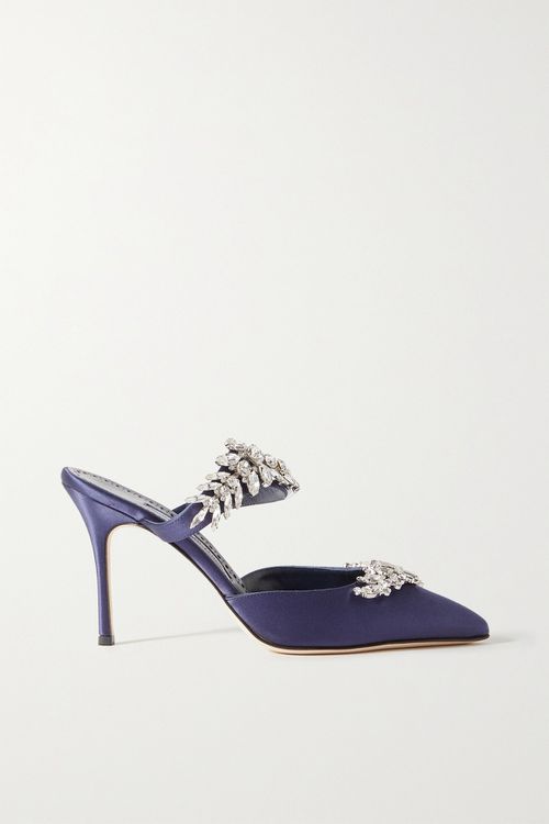 Lurum 90 Crystal-embellished Satin Mules - Blue