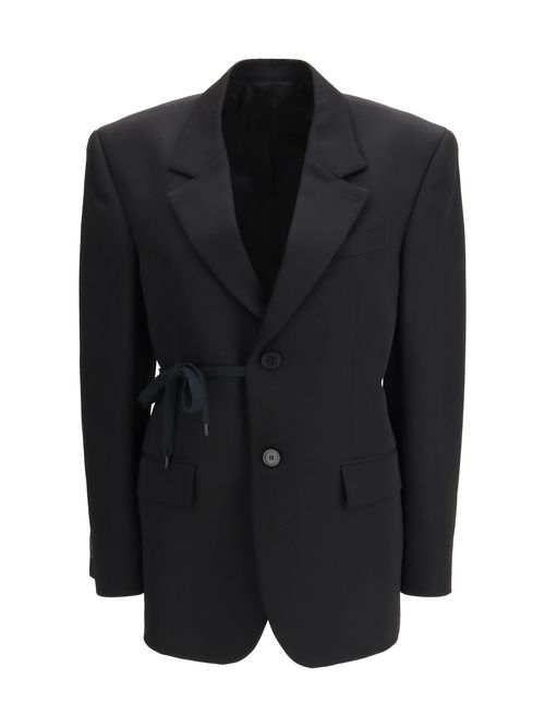 Barathea Wool Tailored Blazer — Black