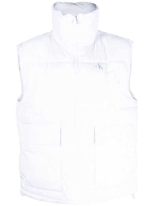 Logo-print padded gilet - White