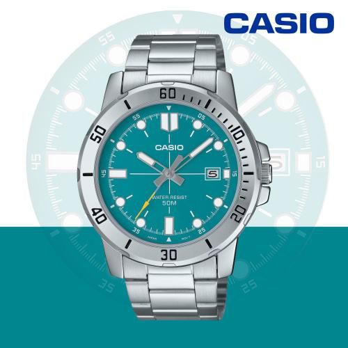 Casio 백화점AS 카시오 MTP-VD01D-3E2 다이버 방수 아날로그 남성 메탈 손목시계 지코스모 공식수입