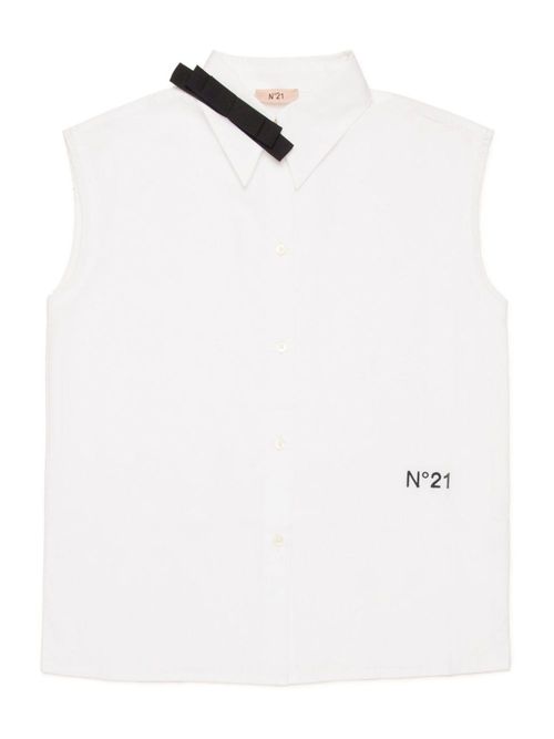 Logo-embroidered top - White