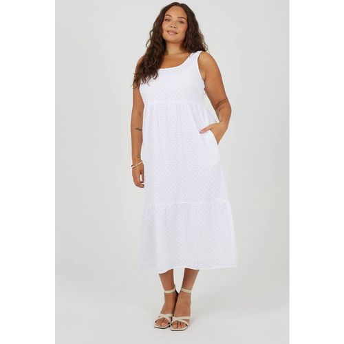 Brave Soul Women's Curve Broiderie Strappy Maxi Dress in White | : Sma