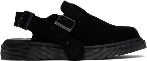 Dr. Martens Black Jorge Made In England Suede Slingback Mules
