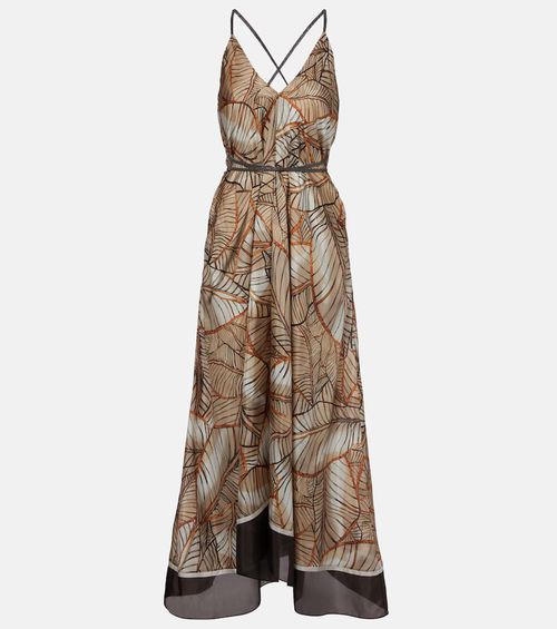 Printed silk maxi dress