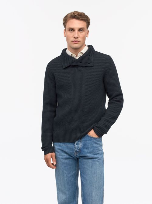Tiger of Sweden Trichterkragen-Wollpullover, Light Ink, M für Männer
