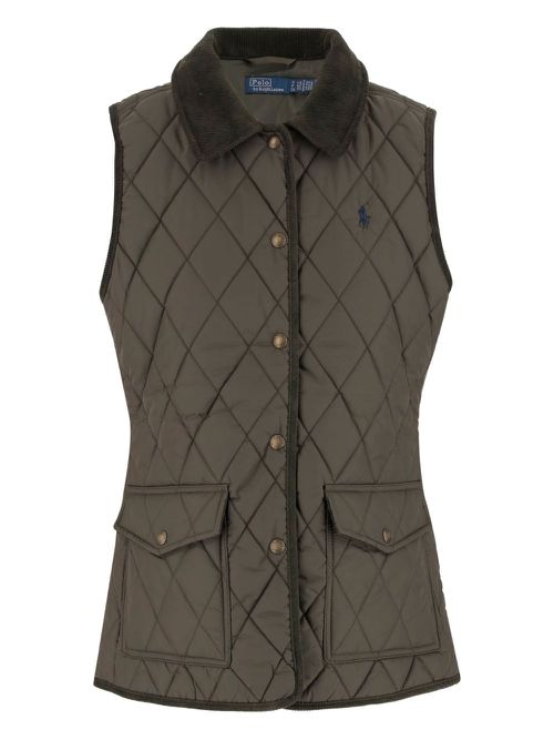 Diamond-quilted sleeveless gilet - Green