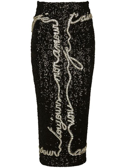 Sequin-embellished midi skirt - Black