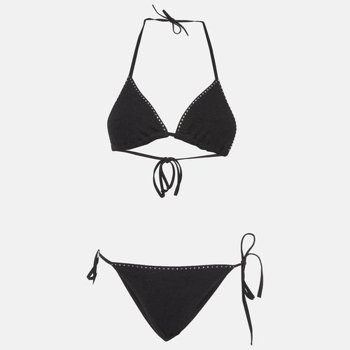 Hunza G Black Crinkle Jersey G Gina Swarovski 2 Pc Bikini