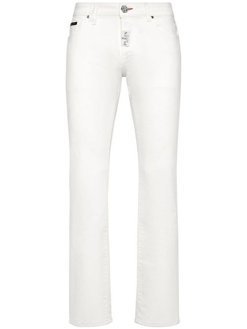 Low-rise straight-leg jeans - White