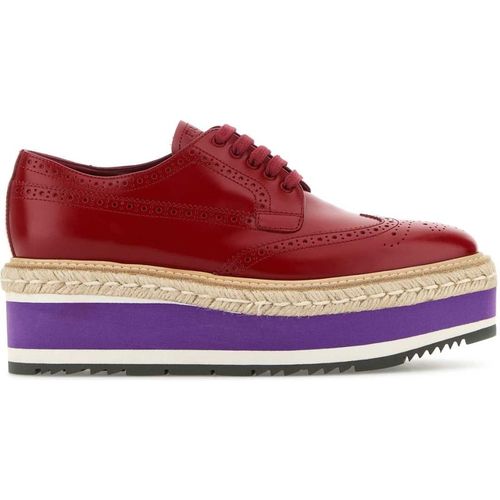 Prada Red Leather Lace Up Shoe
