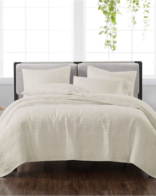 Cannon Solid Ivory 3Pc Quilt Set