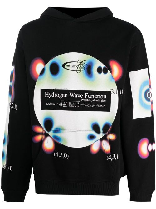 Graphic-printed cotton hoodie - Black