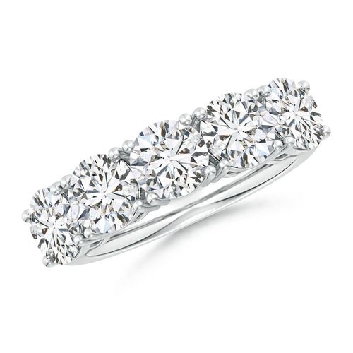 Angara 4.0 Carats Prong-Set Round Diamond Five Stone Wedding Ring in Silver