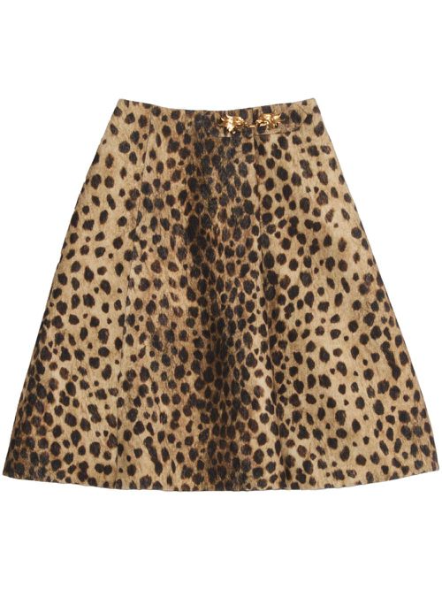 Jaguar Spots wool skirt - Brown