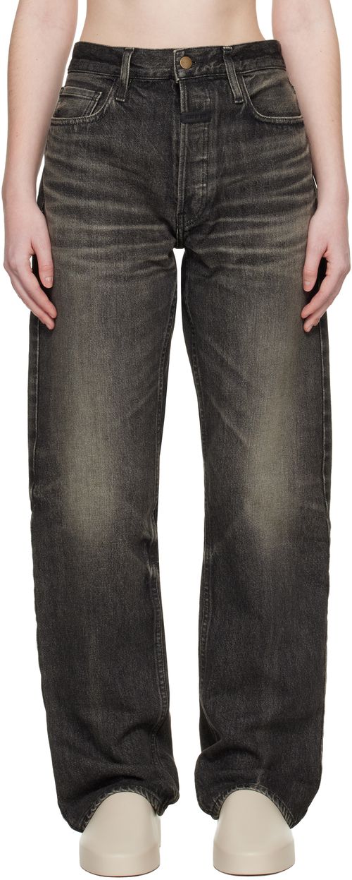 Black Straight 5 Pocket Jeans