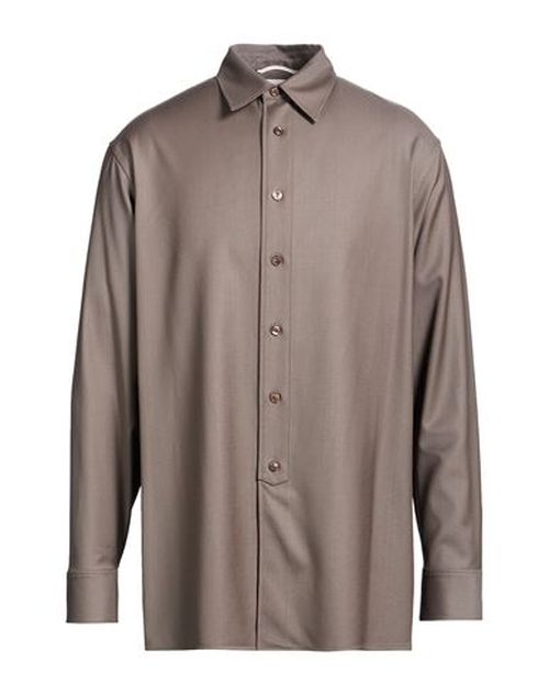 Man Shirt Taupe Size 38 Wool