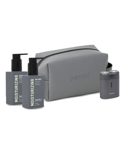 MetroMan 100ML Moisturizing Face Wash & Shave Lotion Bundle + Pilot Waterproof USB Electric Shaver & Waterproof Travel Bag