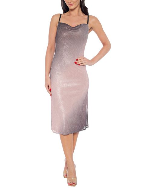 Ombre Pleat Cowl Midi Dress