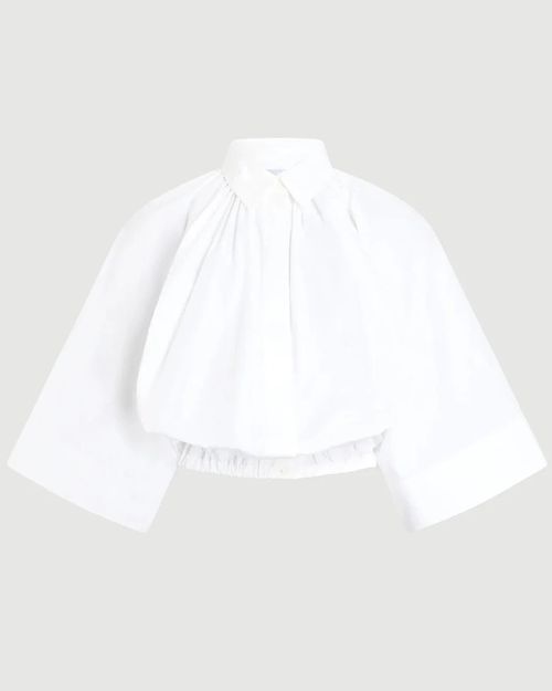 Organic Cotton Voluminous Short-Sleeved Blouse