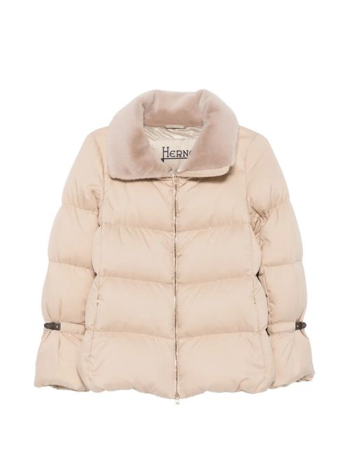 Quilted Down-Filled Down Jacket — Beige