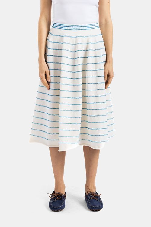 Wavy Stripe Knit Skirt — Blue