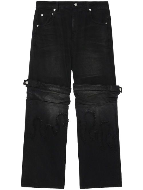 Layered-effect wide-leg jeans - Black