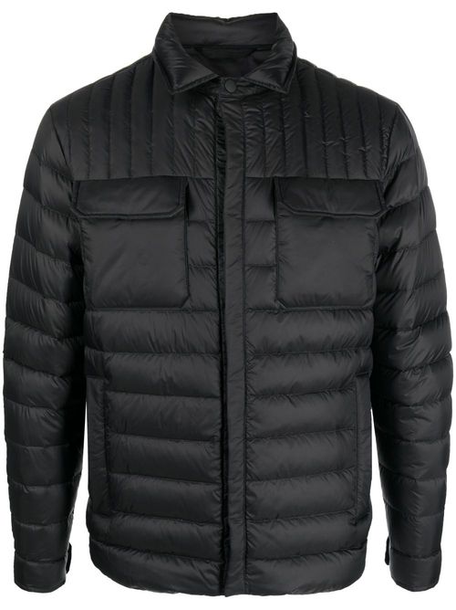 Padded quilted shirt jacket - Black