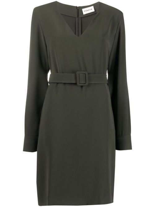 Belted V-neck minidress - Green