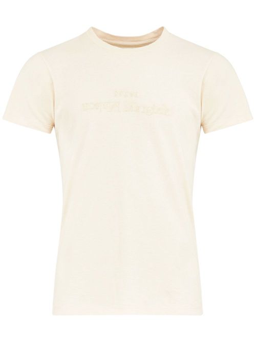 Logo-embroidered cotton T-shirt - Neutrals