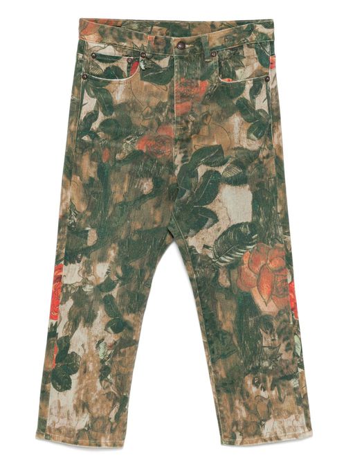 Floral-print jeans - Green