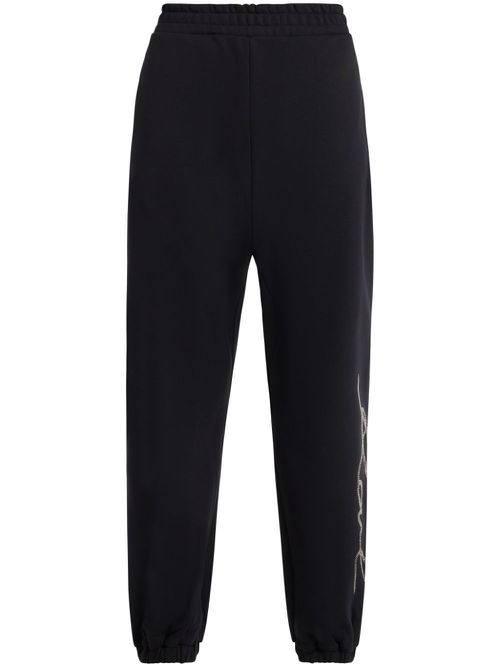 Rhinestone-embellished track pants - Black