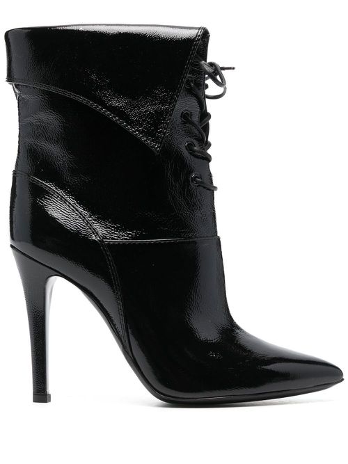 Pointed-toe 110mm lace boots - Black