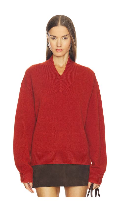 SRG Doris Cashmere V-neck Sweater in Rust. L. Also in XS, S