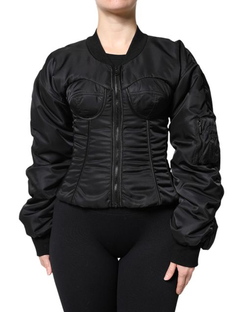 Nylon Bustier Jacket — Black