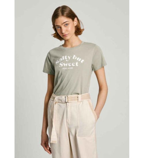 Pepe Jeans for woman. PL505886 T-shirt back printed regular fit green (XS), Casual, Cotton, Short sleeve, Sustainable