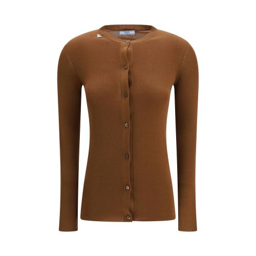 Ribbed Wool Cardigan — Brown