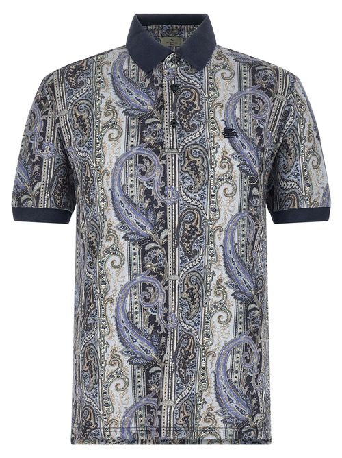 Paisley Cotton Polo Shirt — Blue