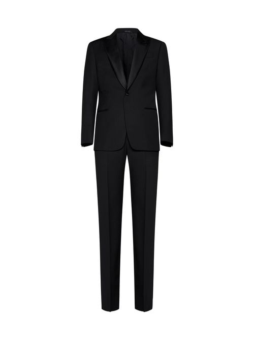 Virgin Wool Single-Breasted Tuxedo — Black