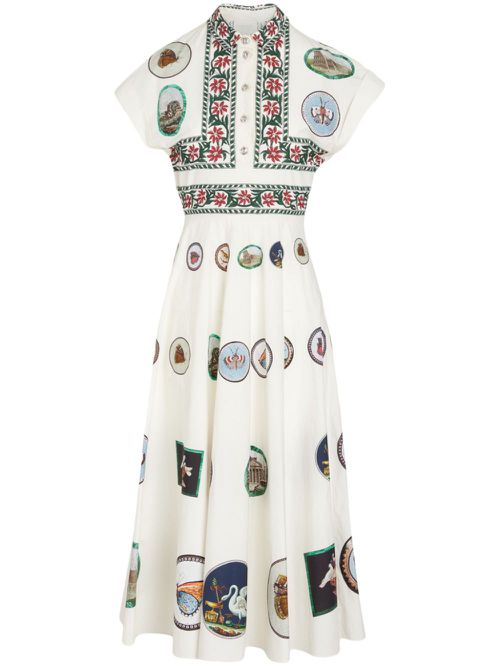 Micromosaic midi dress - Neutrals