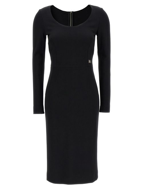 Stretch Viscose Midi Dress — Black