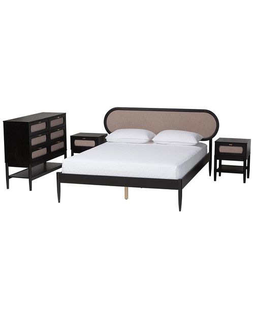 Shirin Mid-Century Queen 4pc Bedroom Set with 2 Nightstands