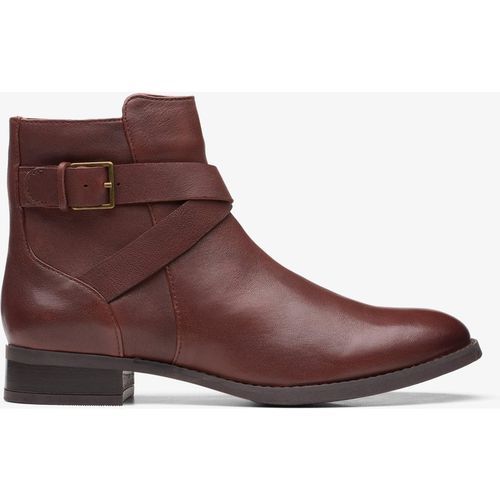 Clarks Womens Hamble Buckle British Tan Leather Boots - Brown