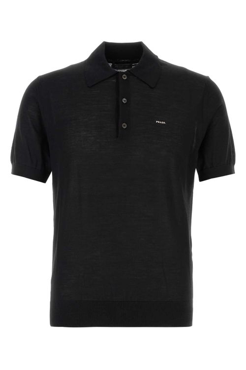 Virgin Wool Polo Shirt — Black