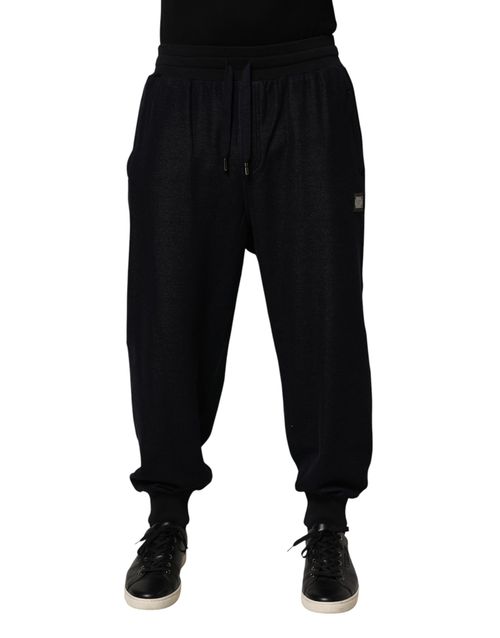 Cotton-Blend Drawstring Joggers — Black