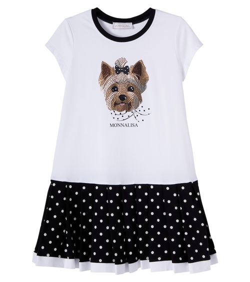 Embellished printed cotton-blend dress