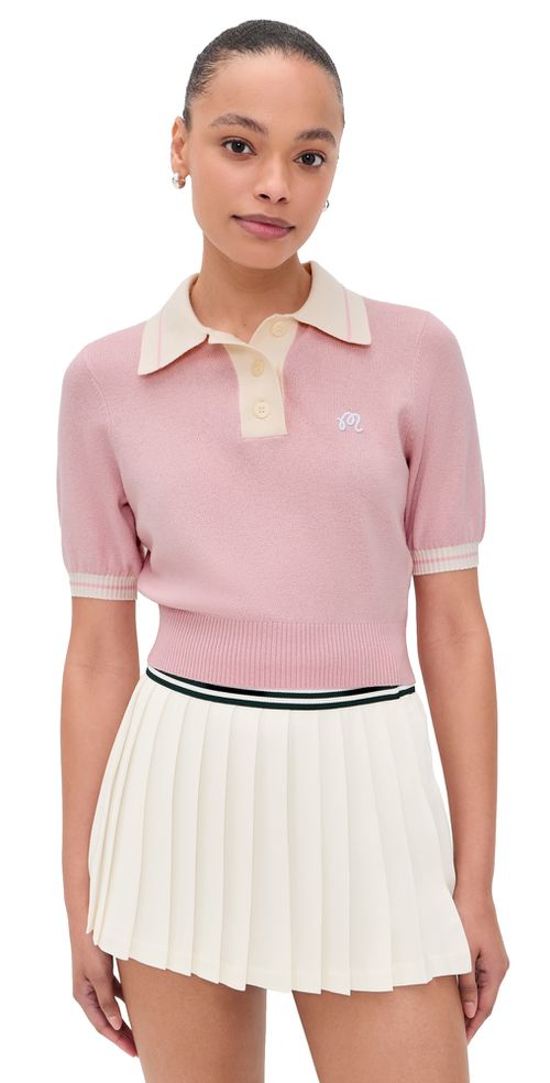 Mikayla Wool Knit Polo Pull Over Dusty Rose