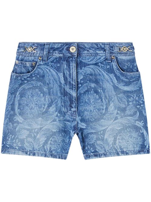 Logo-patch cotton shorts - Blue
