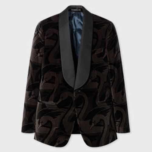 The Soho - Tailored-Fit Black 'Swan' Velvet Evening Blazer